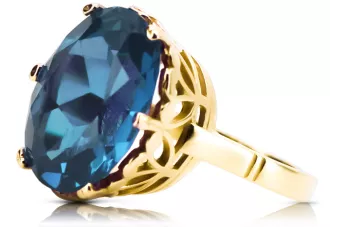 Anneau Artisanat vintage Aigue-marine Or jaune 14 carats vrc130y